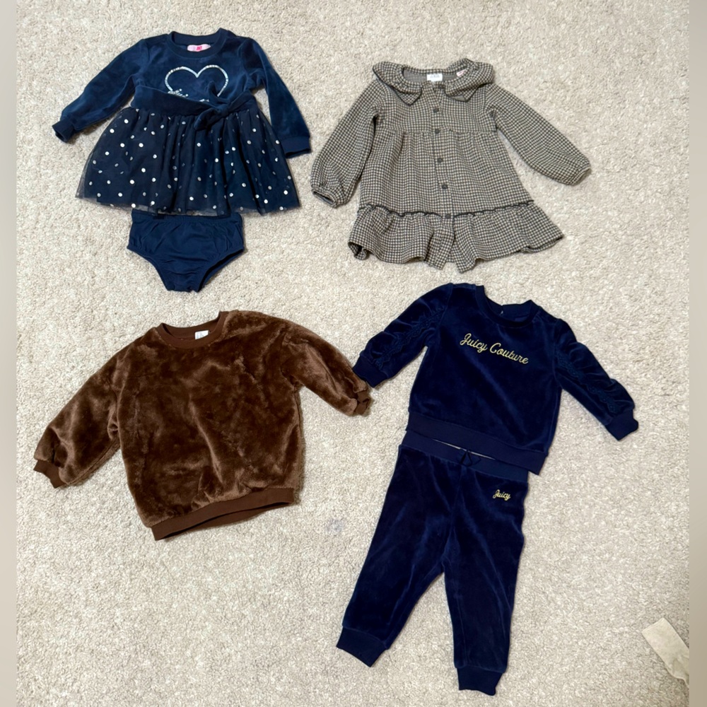 Baby girl bundle of 4 juicy couture Zara H&M dress set sweater 12 months 12m